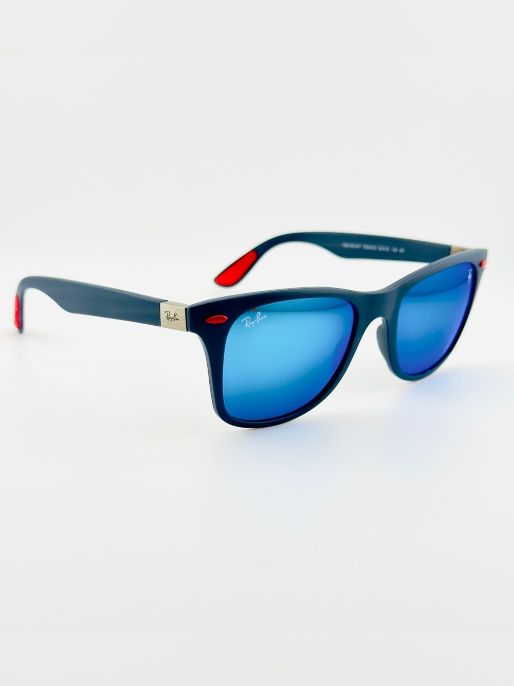 Ray-Ban Scuderia Ferrari Sunglasses RB4195M Matte Gray Frame Blue Mirror Lenses - Picture 7 of 15